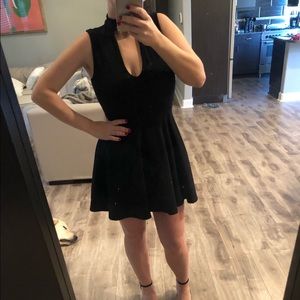 Black Skater Dress w/ Mock Choker Neck